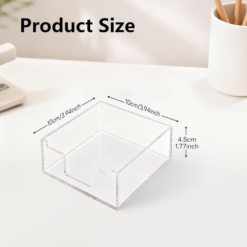 Luminzo Clear Sticky Note Holder, Glitter Acrylic Organizer, 3.94 x 3.94 in Multi-Use Tray for Office, School & Home Desk - Image 2